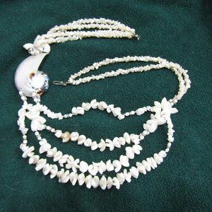 Beach Hobo Surfer Tropical Hawaiian Shell Puca Triple-Strand Necklace